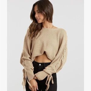 EUC PRETTYGARDEN S Knit Pullover Sweater Boat Neck Long Batwing Sleeve Loose